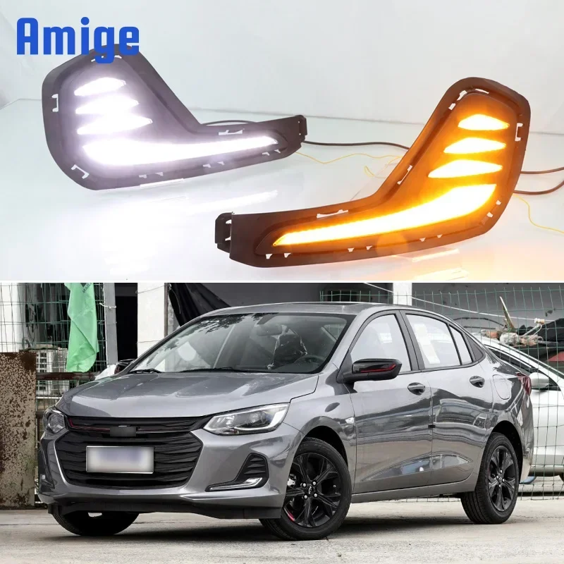 LED mobil DRL 12V lampu berjalan siang hari untuk Chevrolet Cavalier 2019 2020 kuning sinyal belok malam lampu berjalan biru lampu kabut mobil