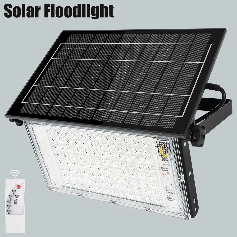 

NEW 200W LED Portable Solar Floodlight Outdoor Hiking Camping Light Waterproof IP65 Wall Light For Garden Patio Garage Backyard