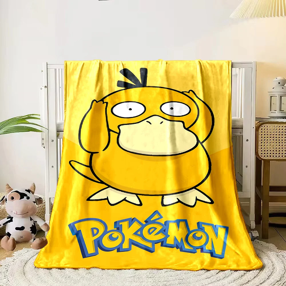 Japanese Anime Pokemon Psyduck Blanket Warm Soft Fluffy Kids and Adult Sofa Bed Throw Blanket Outdoor Travel Camping Sheet