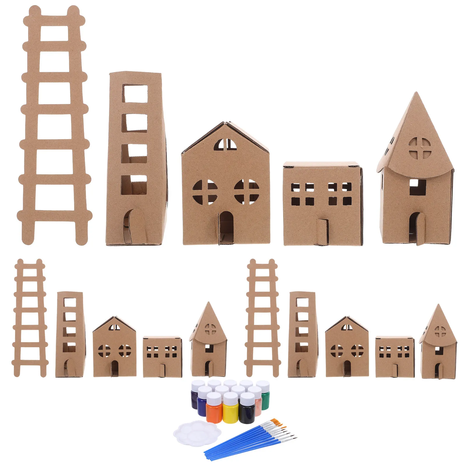 1 Set Kinder-Kartonhaus Miniatur-Bausatz für Kinder DIY Bastelaktivität Heim- und Schulprojekte Tragbares Spielhaus Dekoration