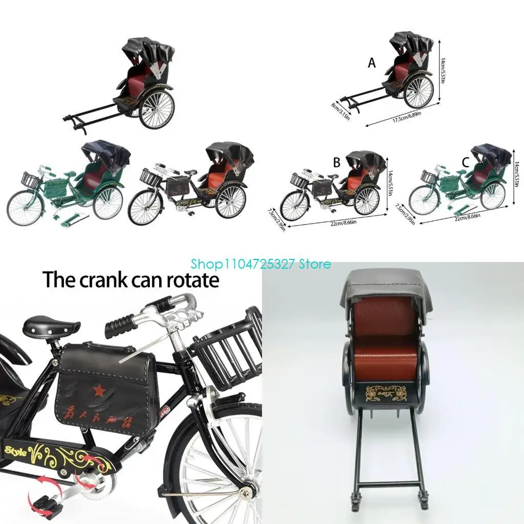 D8KF Historical Alloys Rickshaw Replicas Vintage Tricycle Model Home Accent Ornament