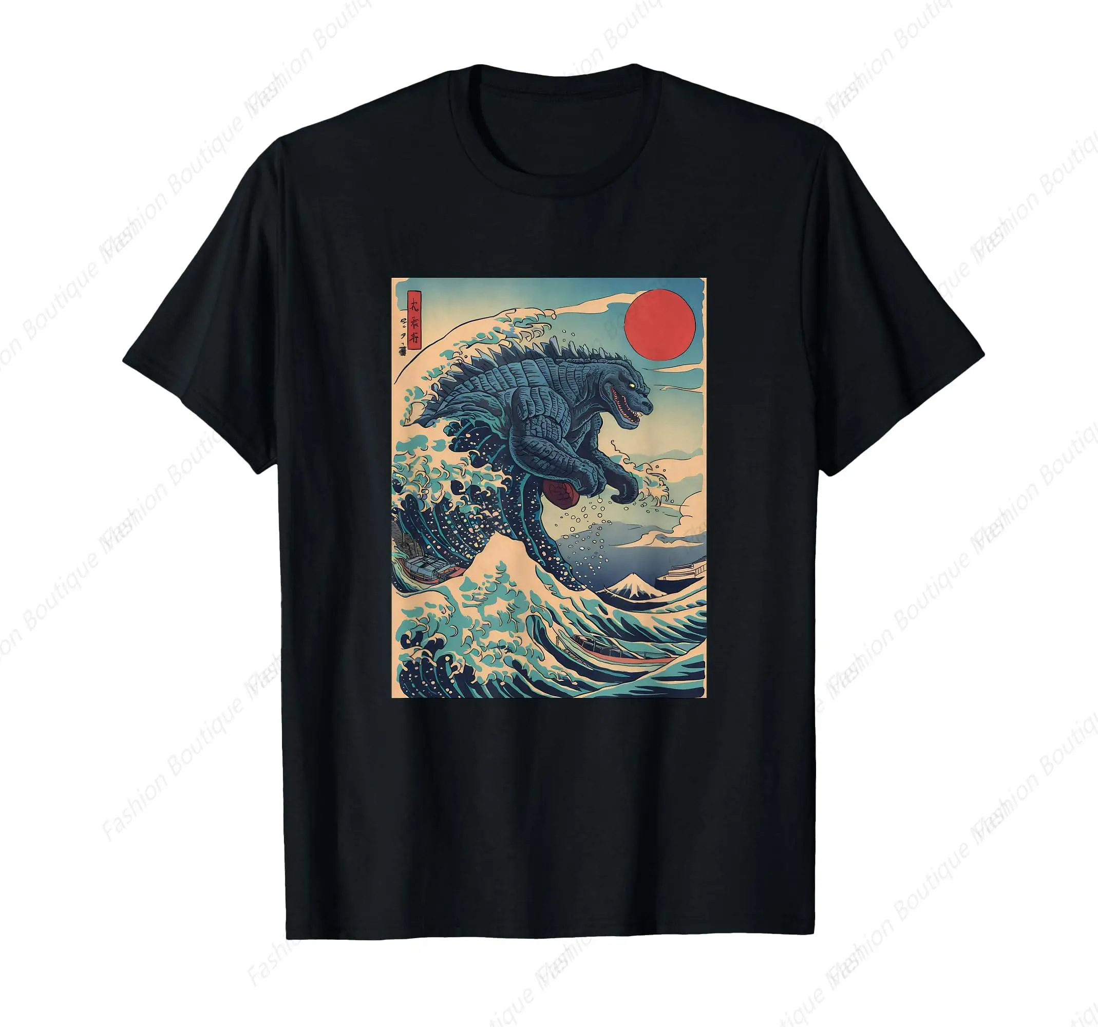 

Hot-Selling Kaiju Monster Japanese Style Art Great Wave Off Kanagawa T-Shirt Summer Shirt Leisure Cotton O-Neck Tee Unisex