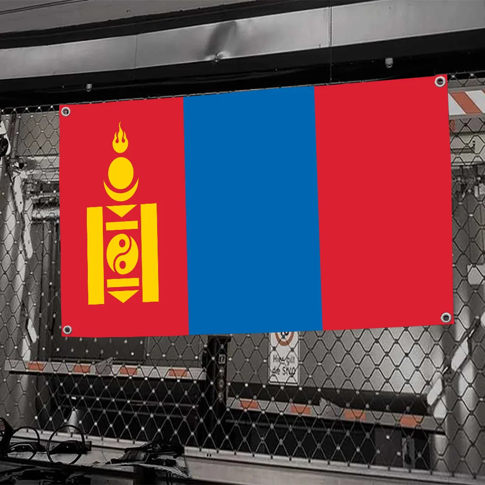 1pc Mongolei Flagge Flaggen Und Banner Vier Loch Flagge Polyester Outdoor Decor Zimmer Ästhetische