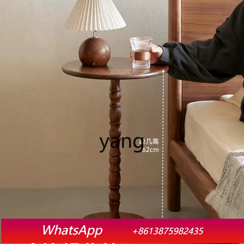 

LM black walnut solid wood medieval small coffee table round table bedside table