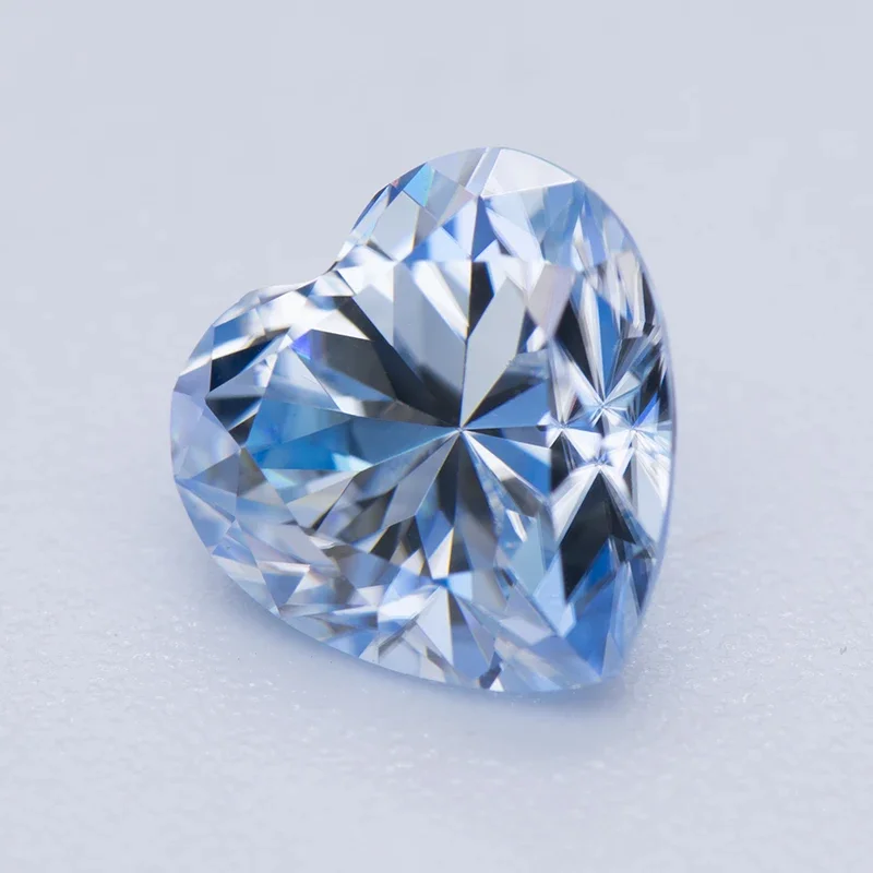 Pierre de moissanite en forme de cœur bleu glacé, pierres précieuses de document, bijoux avancés cultivés en laboratoire, matériaux exécutifs, diamant avec certificat GRA