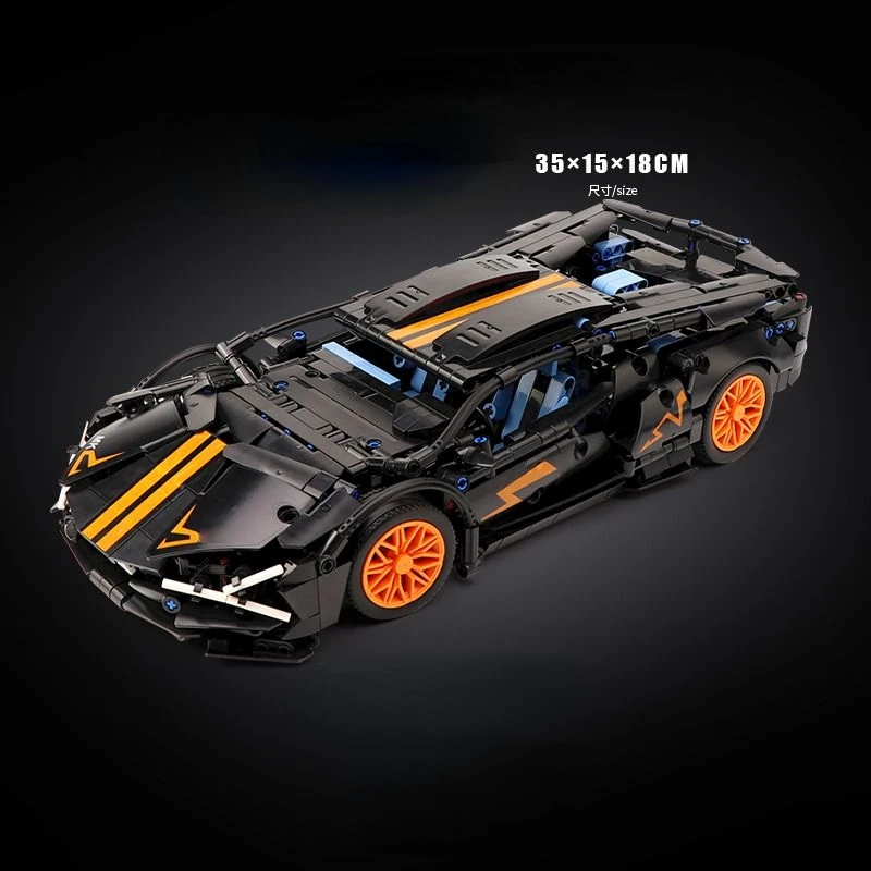 1280 PCS Technology 1:14 Black Supercar racing building blocks assembled brick car toy gift for boys birthday present