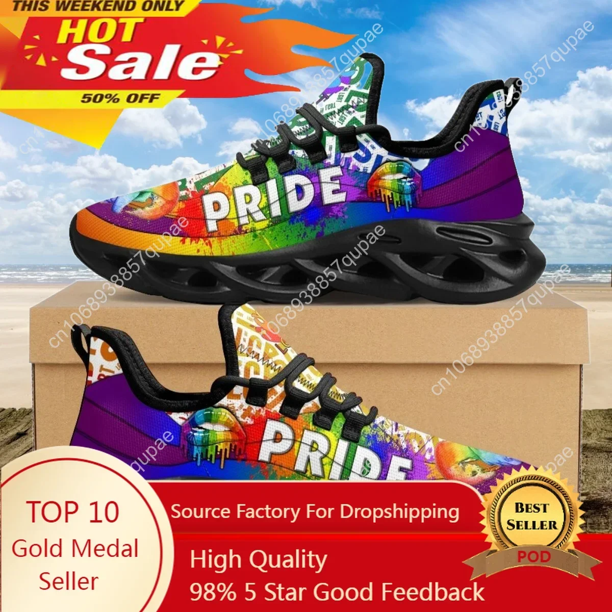 Colorful Pride LGBT Print Platform Flats Sneakers Shoes Men Women Sports Shoes Fashion High Quality DIY Sneaker Custom Made Shoe