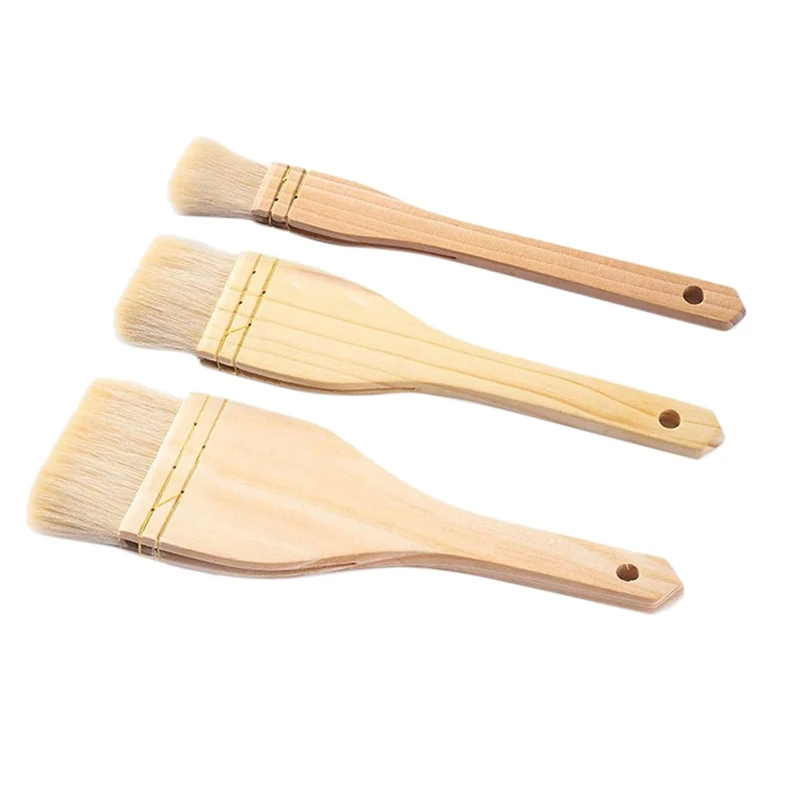 3 Pcs Flat Brushes Paint Brush Artist Painting Brushes Set Bristles Wash Brush For Watercolor, Wash, Ceramic And Pottery