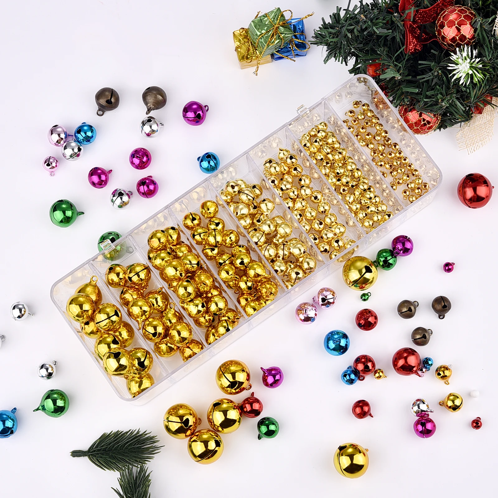 قلادة صغيرة من الألومنيوم الذهبي الملون جلجل أجراس نحاسية صغيرة لتزيين شجرة عيد الميلاد للكلاب إكسسوارات يدوية ذاتية الصنع #5