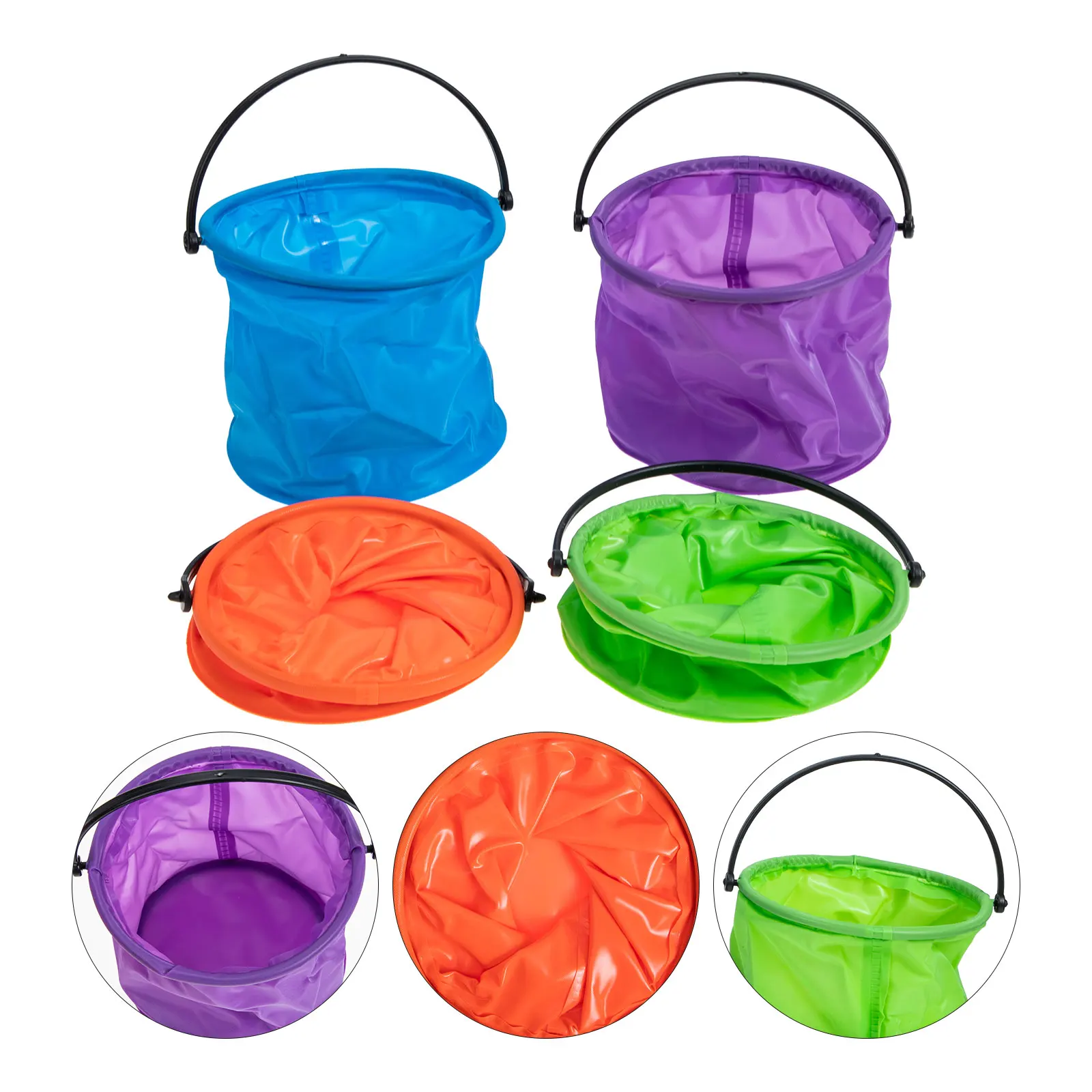 

4 Pcs Telescopic Bucket Small Wash for Cleaning Fishing Folding Water Container PVC Buckets Brush Cleaner