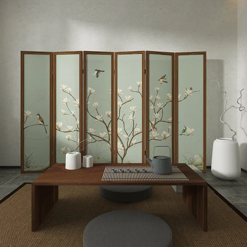 Jane European style solid wood screen partition entrance fashionable and simple hotel bedroom living room feng shui mobile flowe