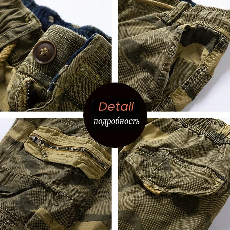 New Men Summer Cotton Cargo Camouflage Shorts Men Clothing Casual Breeche Bermuda Beach Jogger Shorts Male Hot Dropshipping