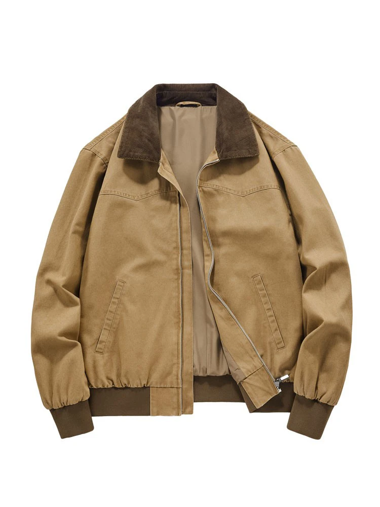 

Мужская рабочая куртка в американском ретро-стиле из хлопка, с длинными рукавами, полностью хлопковая, функциональная верхняя одежда с воротником-стойкой, весна-осень