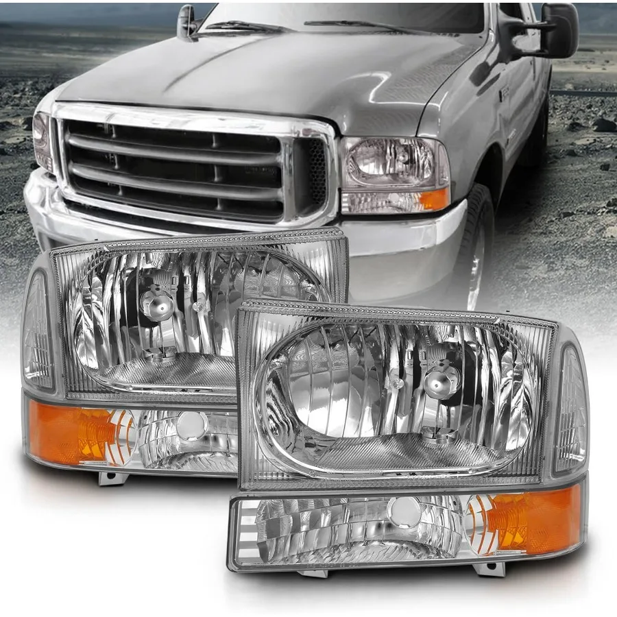 

Для Ford Super Duty F250 F350 F450 F550 1999-2004 гг. | Замена фар Excursion Chrome в заводском стиле с угловым бампером