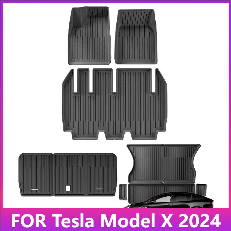 Für Tesla Model X 2024 5/6/7-Sitzer TPE 3D Autofußmatten Kofferraummatte Wasserdichter Schutz Linkslenker – Detail 1