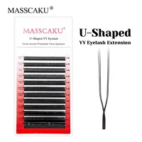 Extensiones de pestañas en forma de Masscaku YY, ventiladores de volumen prefabricados, pestañas suaves naturales, estilo W, pestañas postizas cómodas, superventas