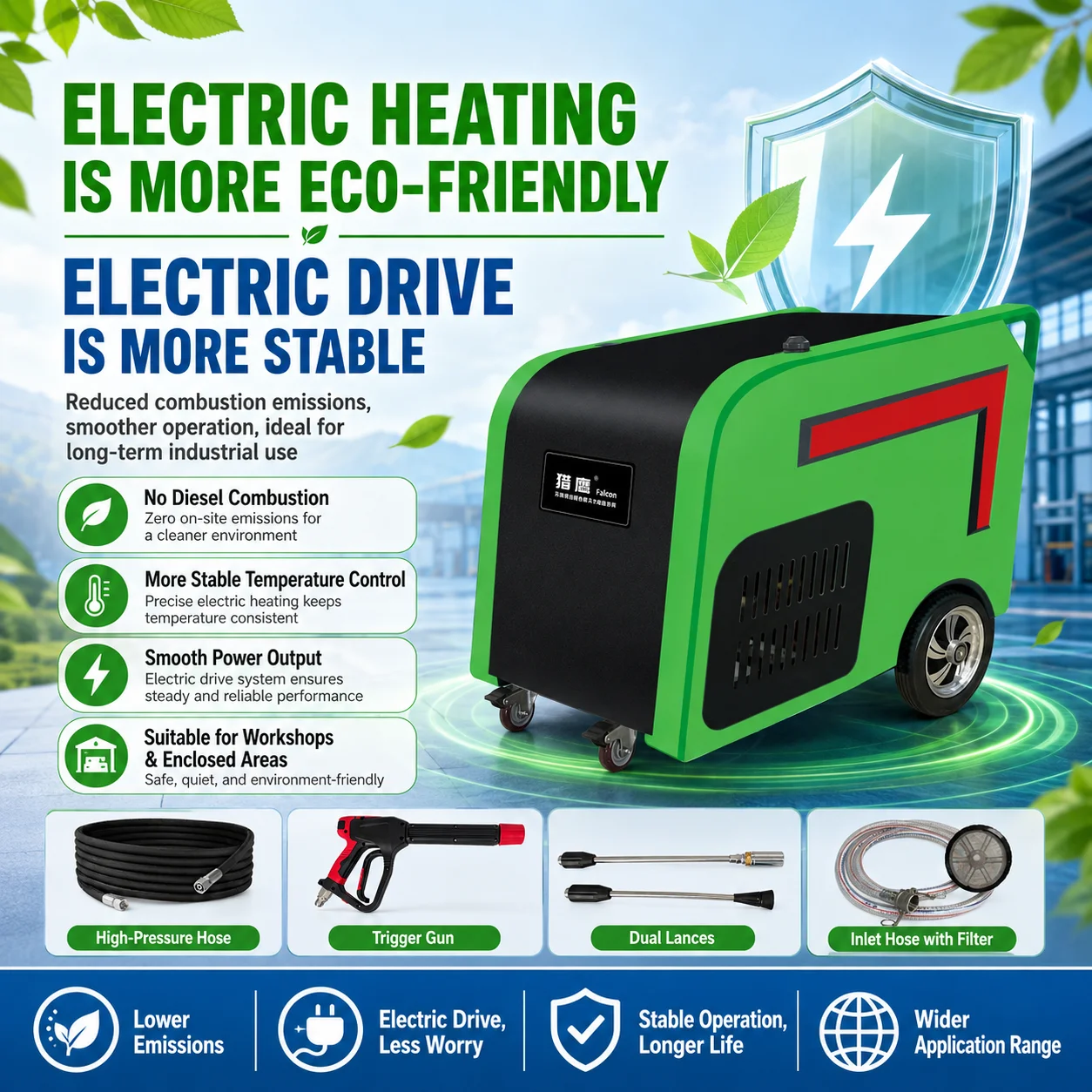 New Electric Heating Hot Water High Pressure Washer Industrial Degreaser for Food Processing Bottle & Container Cleaning