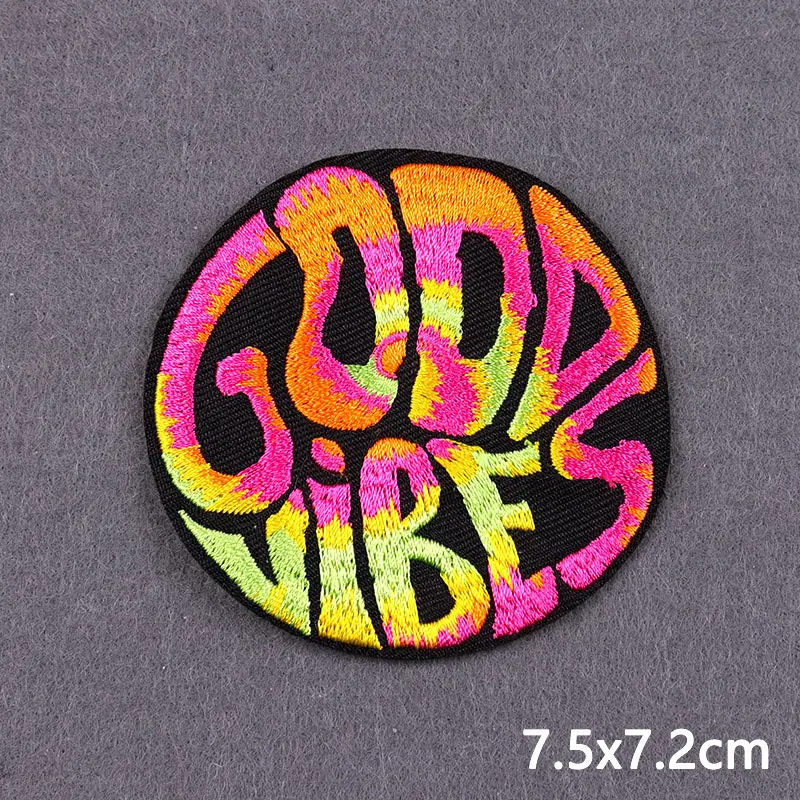 Girl\'s Power Embroidery Patch For Clothes Kindness Iron On Patches For Clothes Flowers Letters Fusible Patch Applique Decoration