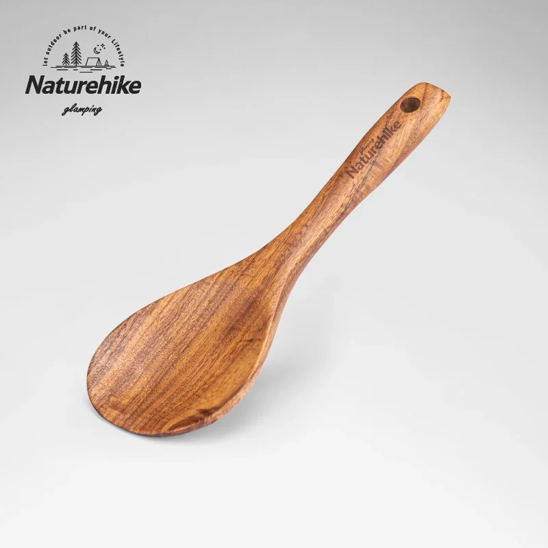 Naturehike Natural Wooden Spoons Long Handle Spoon Rice Scoop Spatula Wood Tableware Camping Picnic Kitchen Tool Hanging Utensil