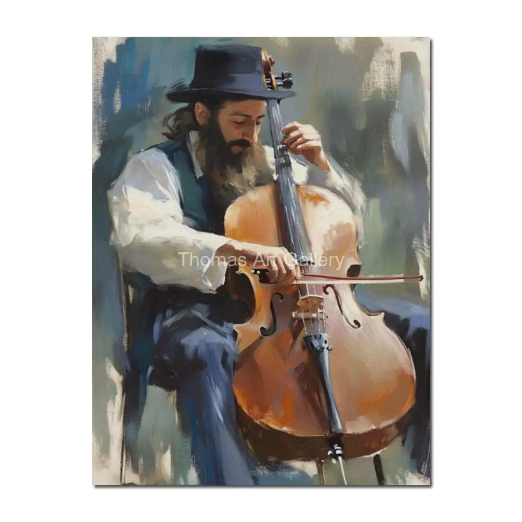 Judaica Contemporary Art Printed On Canvas Portrait Of Jewish Men Musician HD Poster Printing Hasidic Artwork Study Room Decor