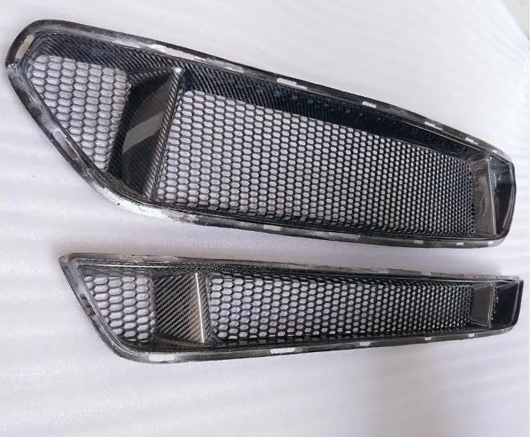 2PCS Carbon Fiber Above & Below Front Bumper Mesh Grille Grills For Ford Mustang 2015 2016 2017