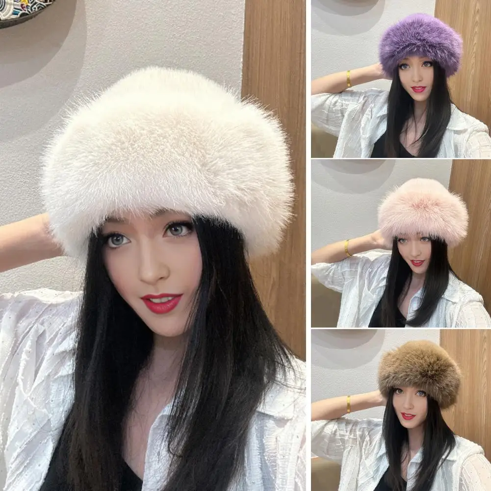 Unisex Winter Hat Warm Stylish Women's Winter Hat with Plush Faux Fur Windproof Mongolia Style Ideal for Outdoor Activities Like