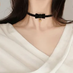 Red Black Bow Sexy Choker for Women Fashion Bell Pendant Necklace Clavicle Lady Jewelry Accessories Girl Gift