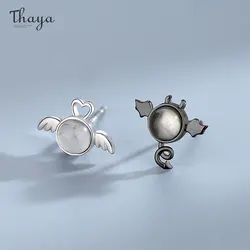 Thaya Original Design S925 Silver Female Earrings Angels & Demons Vintage Fashion Earring Stud for Girls Simple Fine Jewelry