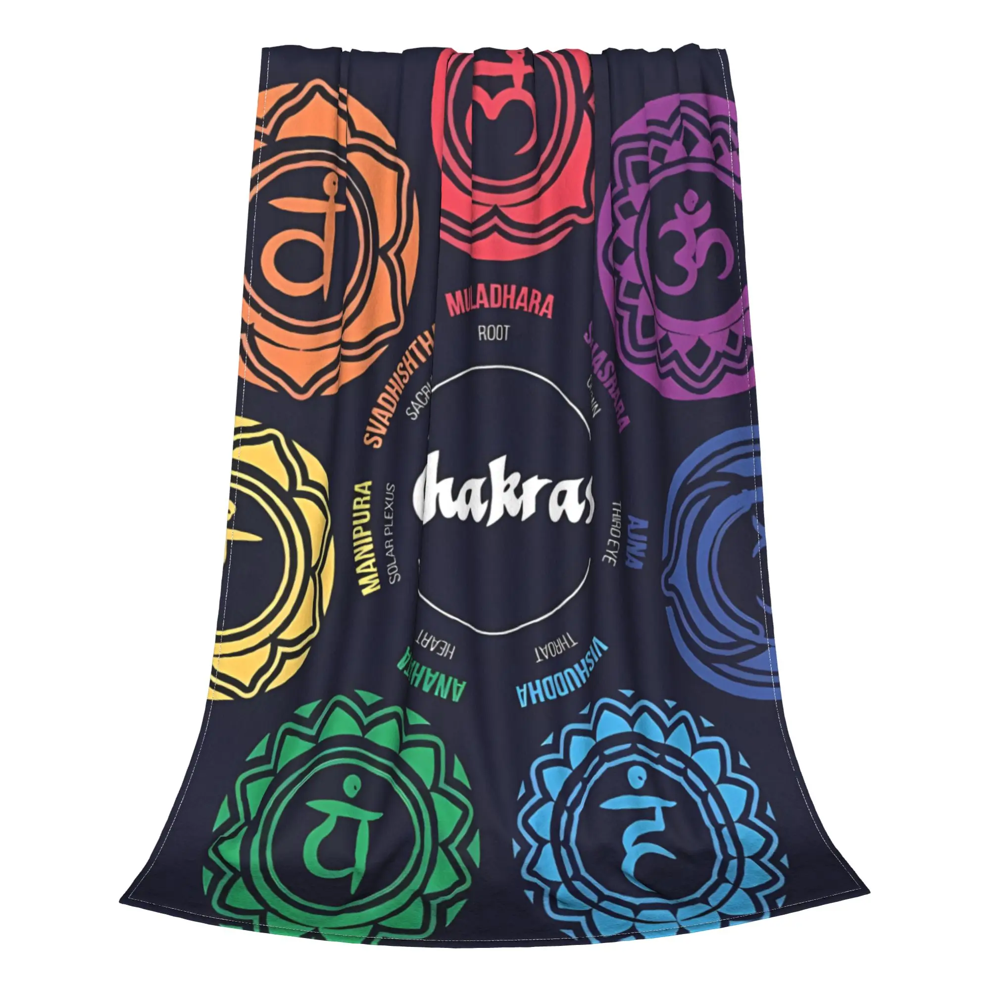 1PC Home Cute Room Decor Yog Chakras Blanket Throw Blanket Yoga Novelty Warm Blanket All Season