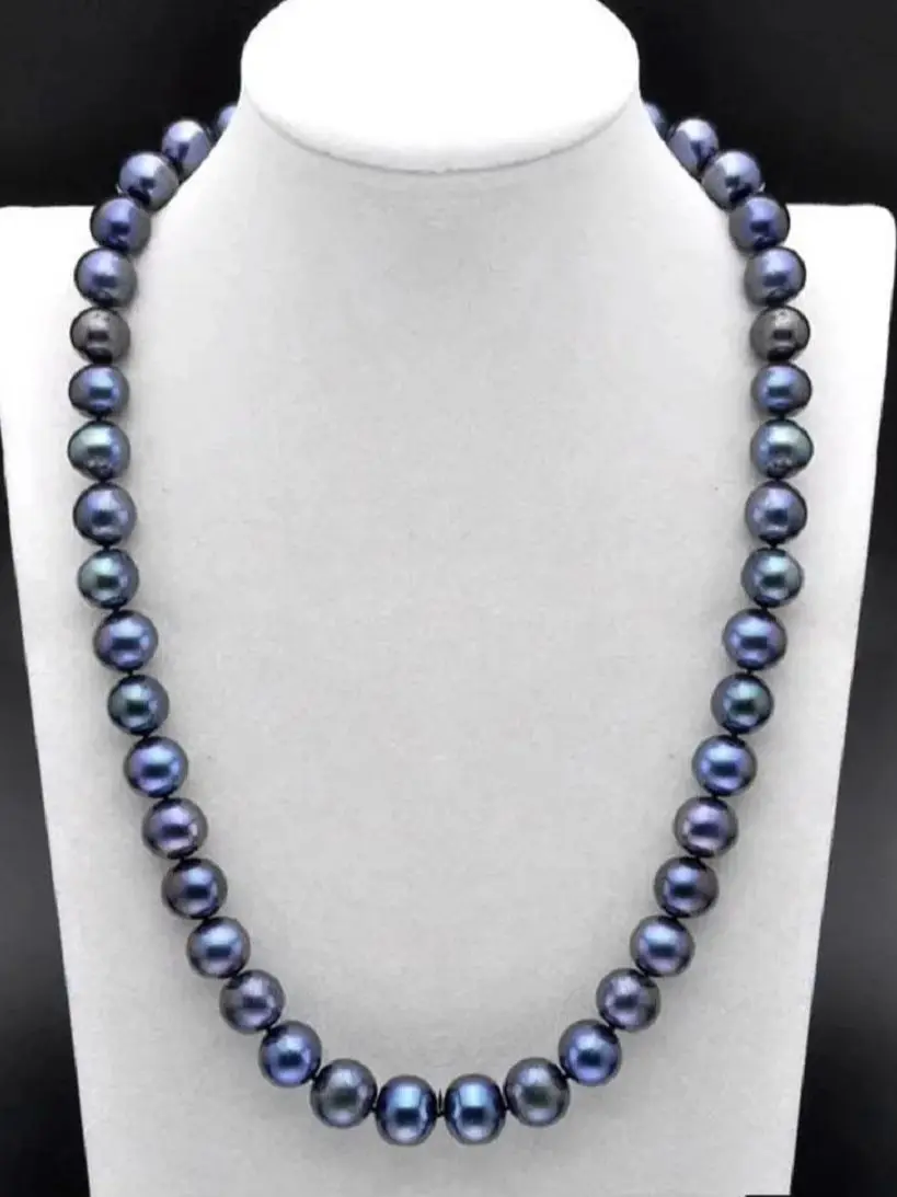 18 Inch AAA 6-7MM SOUTH SEA Tahitian Black Blue PEARL NECKLACE 14K GOLD Freeshippings Items