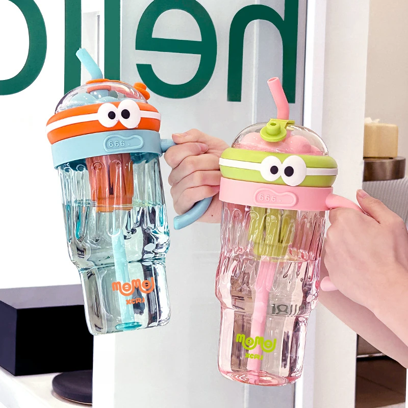 1280 ml Strohhalmbecher mit großem Fassungsvermögen, Wasserflasche aus Kunststoff für den Außenbereich, Bürotrinkbecher, Sommerbecher mit hohem ästhetischem Wert