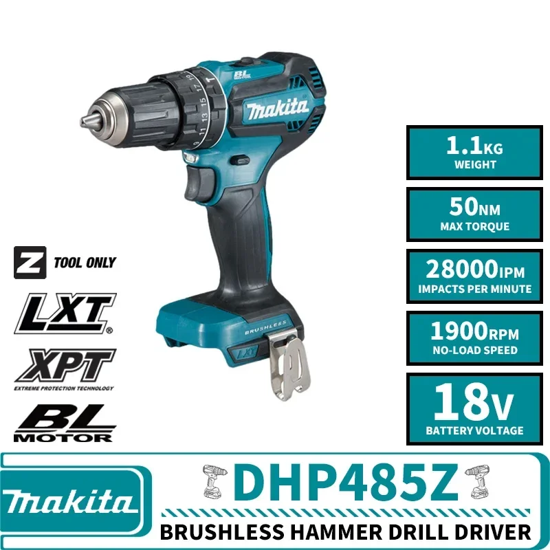 Makita DHP485Z DDF485Z Brushless Cordless Compact Impact Drill Driver 18V Electric Screwdriver Lithium Power Tools 50NM