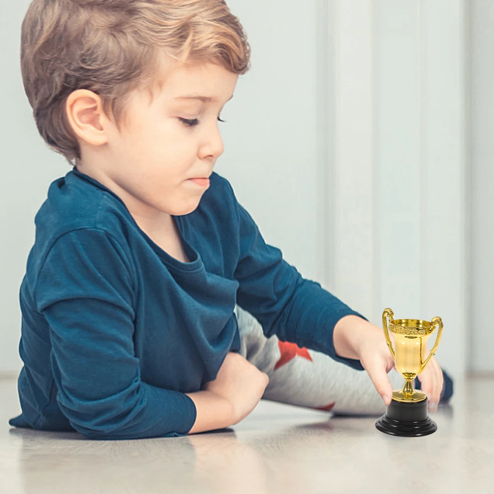 

6 Pcs Kids Party Mini Trophy Toy Small Toys for Prizes Award Tiny Golden Plastic Trophies Sports