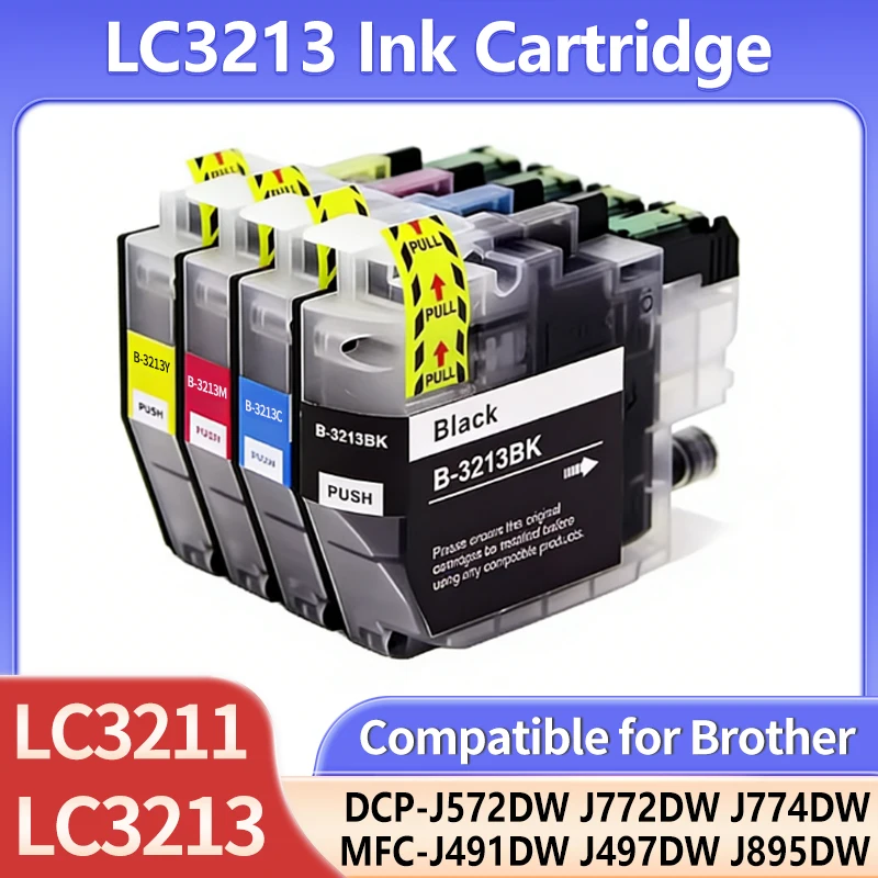 1~6set LC3211 LC3213 Ink Cartridge Compatible for Brother DCP-J572DW J772DW J774DW MFC-J491DW J497DW J890DW J895DW Printer Ink