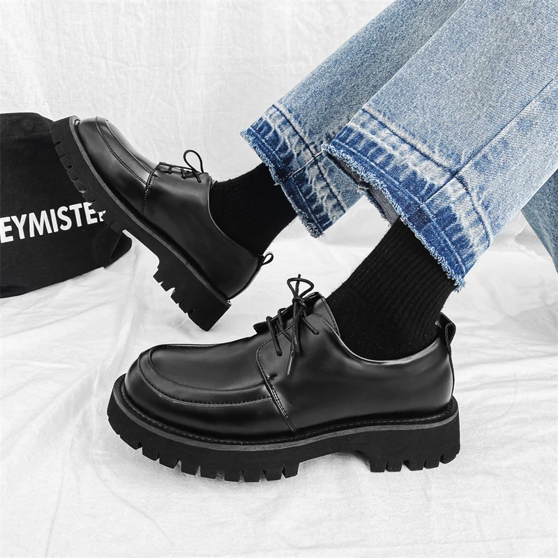 

Casual Derby Men's Shoes Classic minimalist thick bottom style Outdoor Trendy Party Youth Office lace-up Hot selling Daily shoes