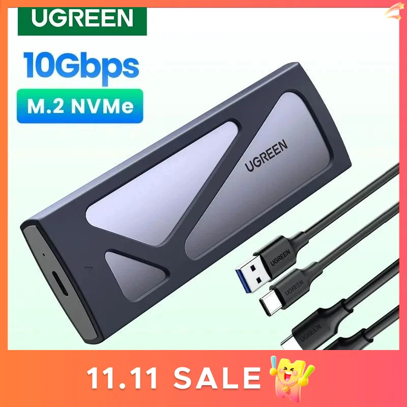 UGREEN M.2 NVMe SSD Enclosure Adapter 10Gbps USB C 3.2 Gen2 Tool-Free External Enclosure NVMe Reader Supports M and B&M Keys