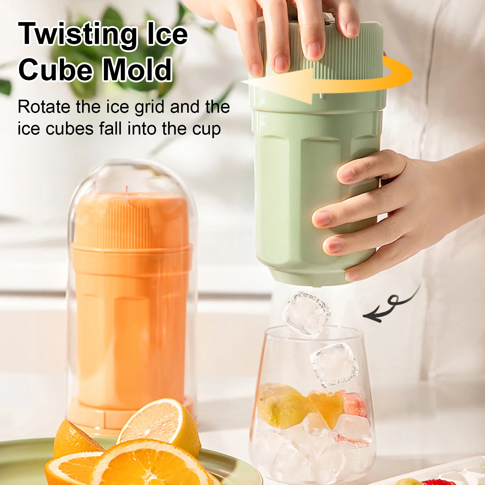 Twisting Ice Cube Mold with Cover Cylindrical Refrigerator Ice Cube Maker Silicone Cubes Popsicle Mold Ice Cube Tray Tools New