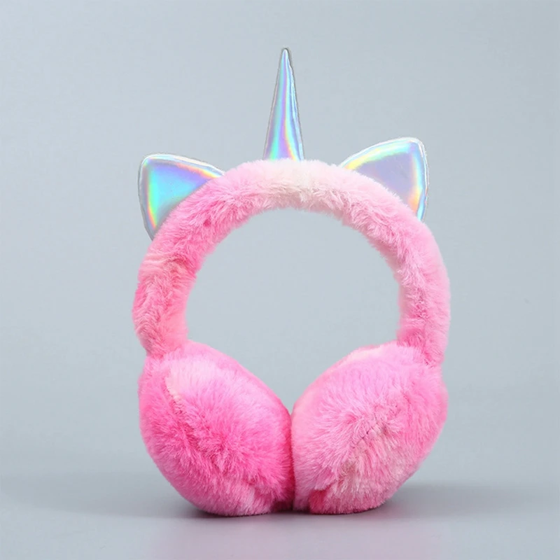 Cute Unicorn Earmuffs Ear Muffs Women Kids Lovely Cat Ears Warmer Plush Headband Fur Headphones Winter Cycling Fluffy Earflap