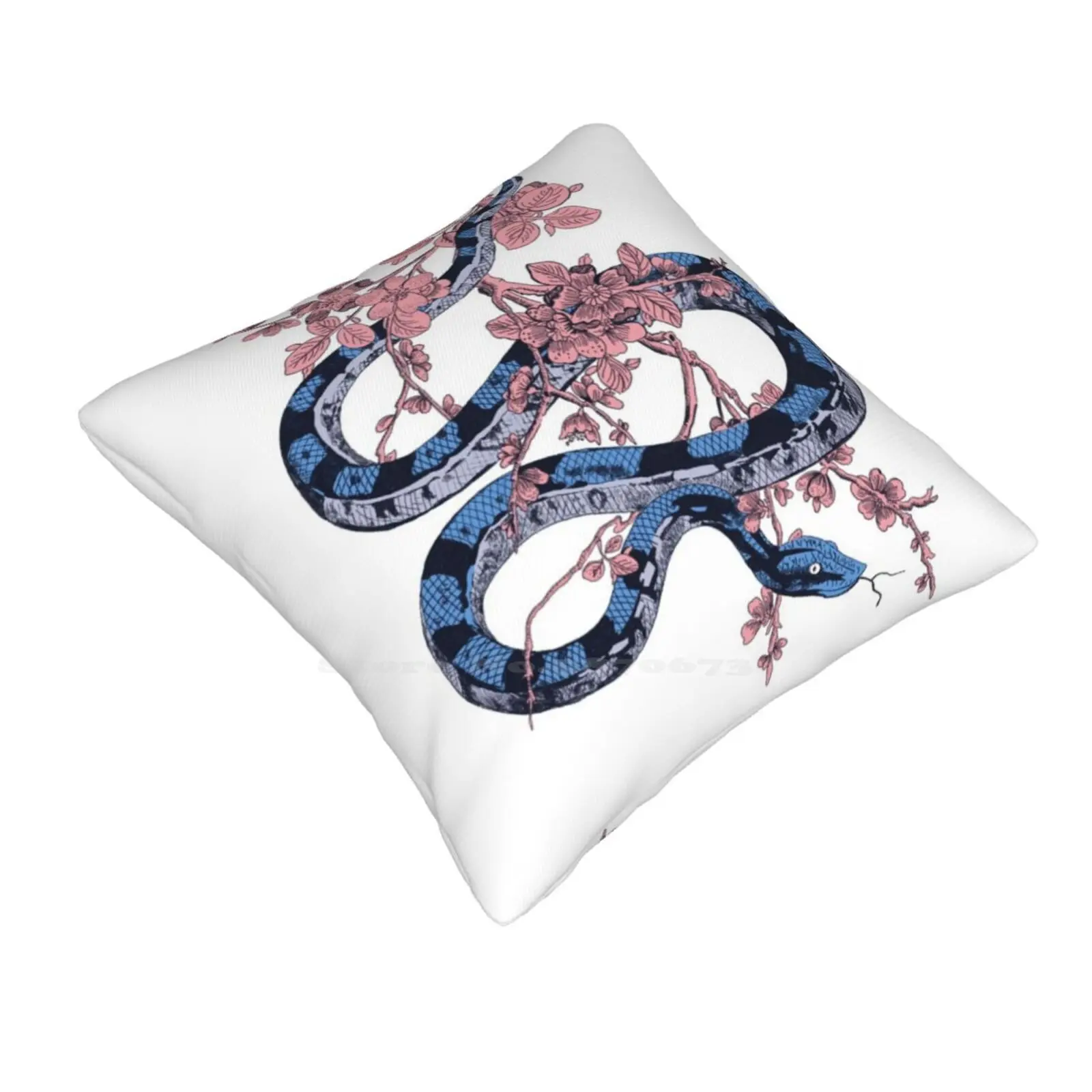 Jungle Snake Home Sofa Car Cushion Cover Pillowcase Reptile Branch Flowers Fauna Flora Fangs Poison