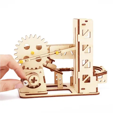 DIY Model Building Kits Spiral Marble Run 3D Wooden Puzzles for Adults and Teens with Mechanical Puzzles