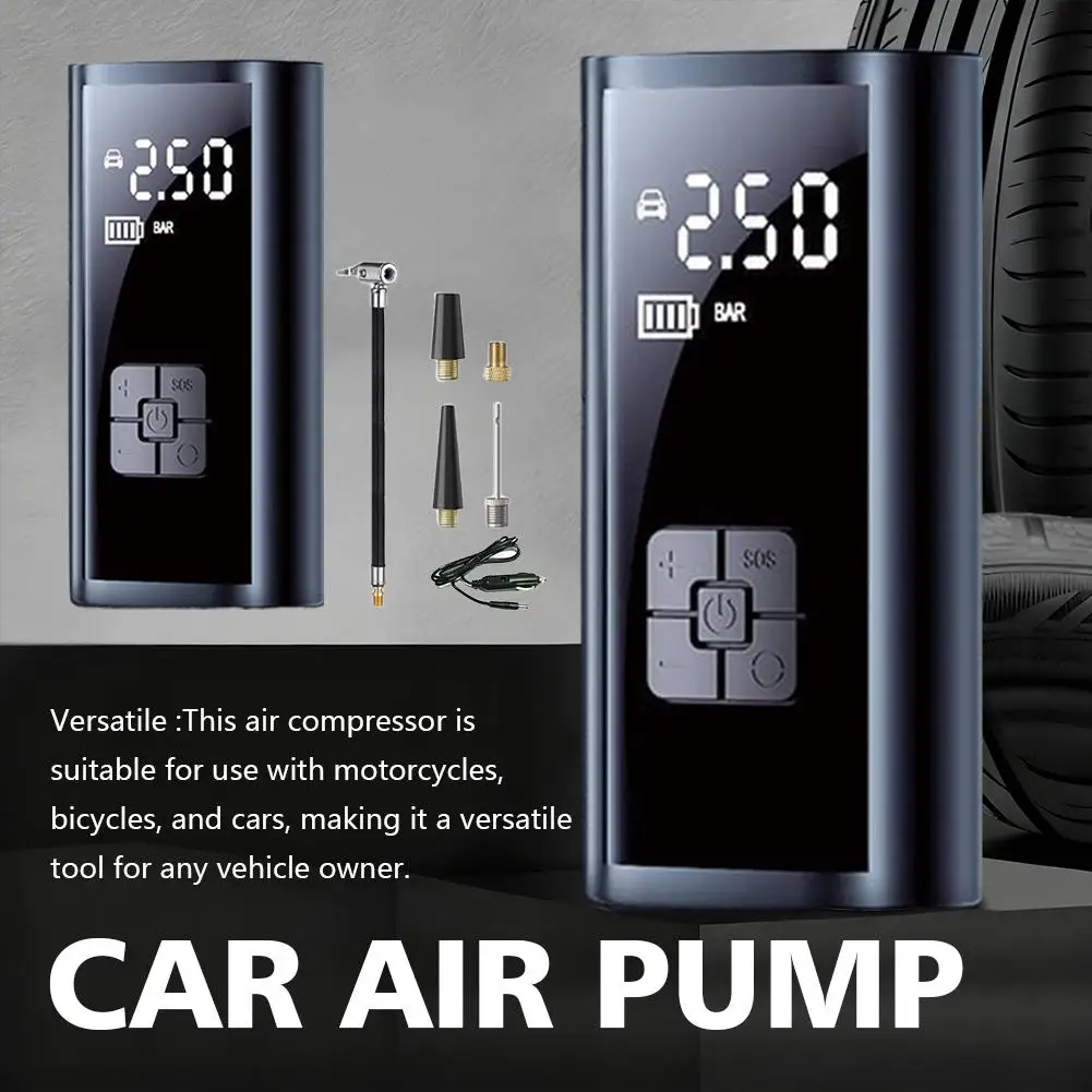 

Mini Portable Air Pump Portable Air Compressor For Car Tires Fast Air Pump Accurate Pressure Air Pump With LED Display Q9A2