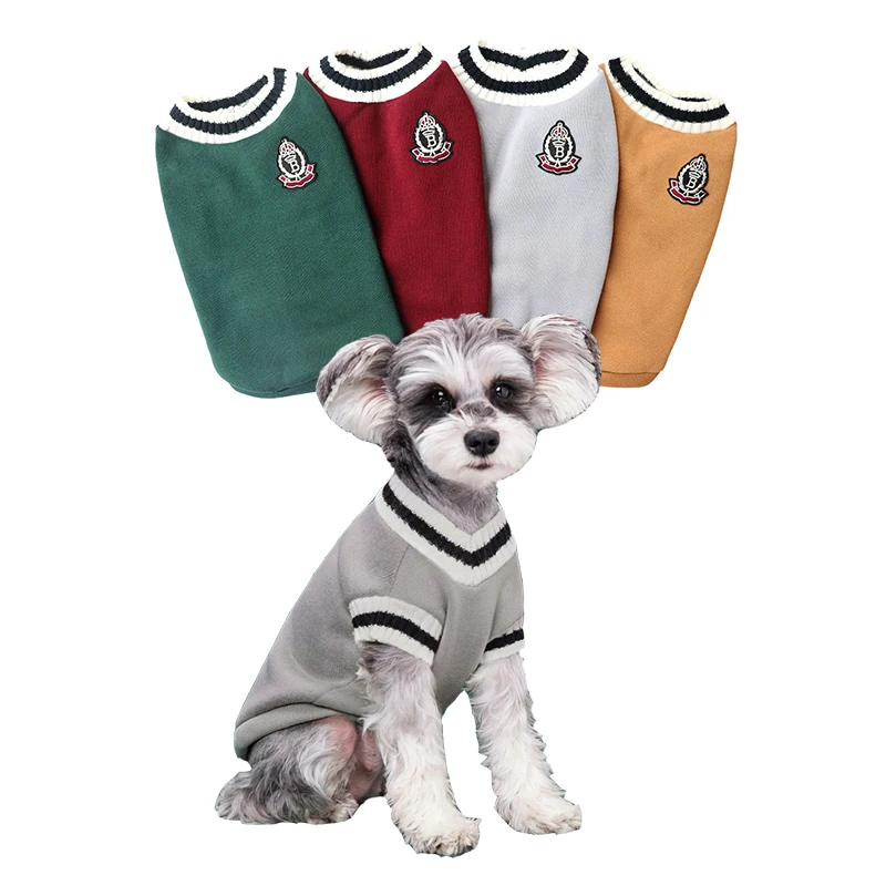 

College Style Pet Dog Sweater Winter Warm Dog Clothes for Small Medium Dogs Puppy Cat Vest Chihuahua French Bulldog Yorkie Coat