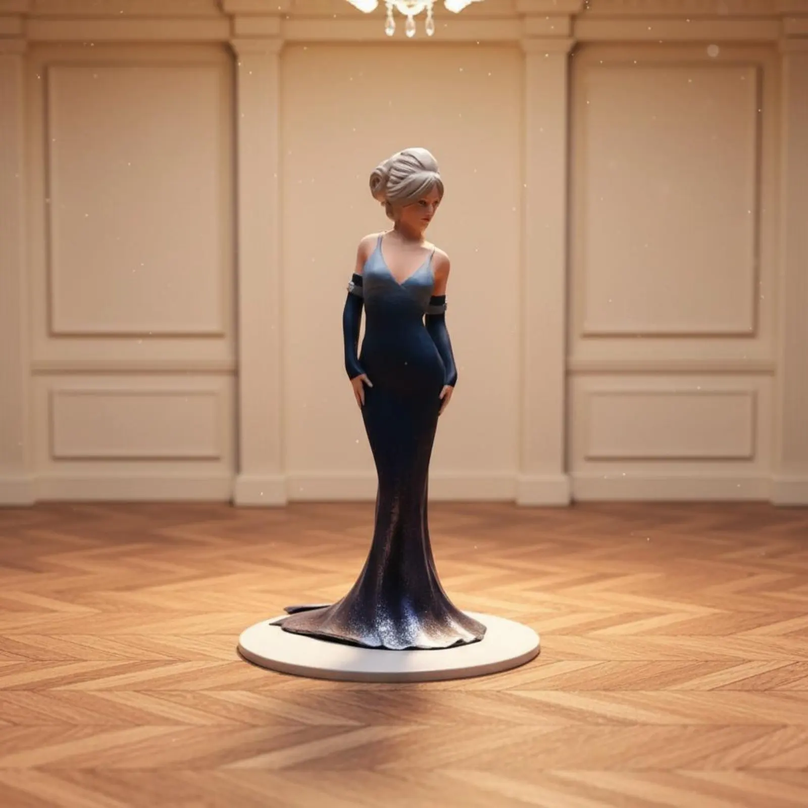 1/18 Scale Figurine Collectible Evening Dress Figurine Mini Scene Model Miniature Scene Elegant Gown Statue Vintage Design