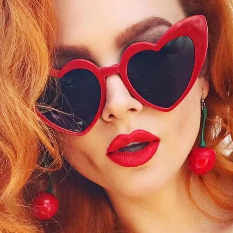 

Love Heart Cat Eye Sunglasses Woman Vintage Christmas Gift Black Pink Red Heart Shape Sun Glasses For Woman Uv400