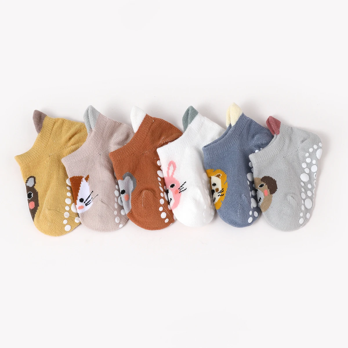 6 Pairs/Lot Spring Autumn Kids Anti-slip Socks Solid Color Soft Breathable Cotton Babys Boat Socks Boys Girls Trampoline Socks