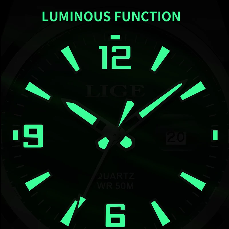 LIGE Top Luxury Mens Watch Fashion Sports Quartz Wristwatches Male Original Brand Waterproof Luminous Watches Men Reloj Hombre