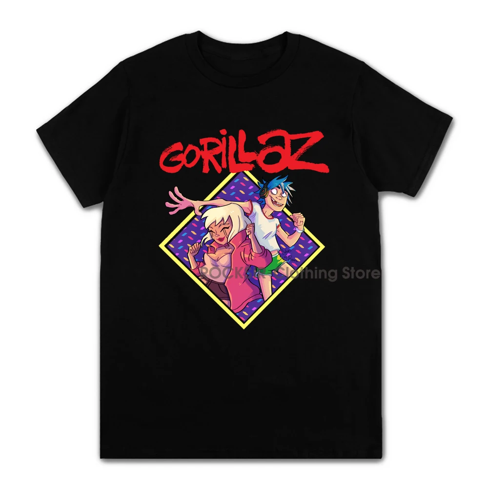 Summer Music Band Gorillaz T-shirt Cotton Tops Tees Men Short Sleeve Boy Casual Homme T Shirt Fashion Streetwear Hip Hop XS-3XL