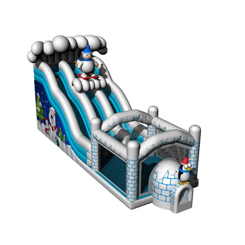 New Year Christmas Infla  Obstacle Bounce House Combo with Slide for Kids Outdoor Holiday Party Events