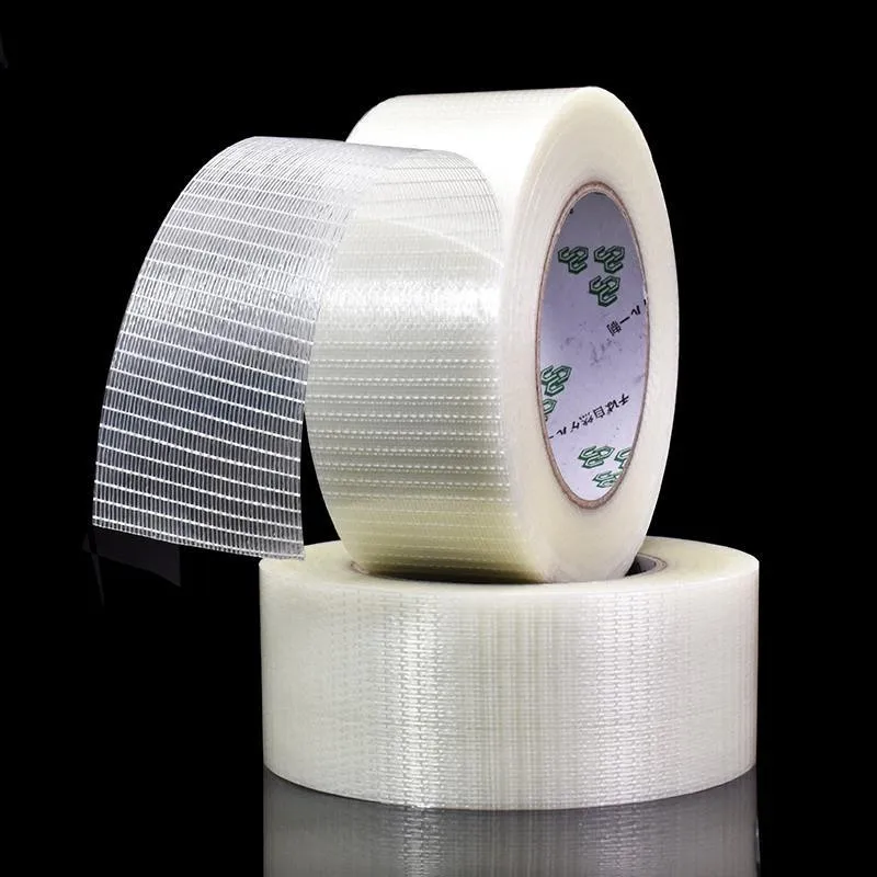 25/50M Grid Fiber Tape Toy Airplane Model Super Strong Mesh Single-Sided Tape Wear-Resistant  Glass Fiber Strong Reinforced tape