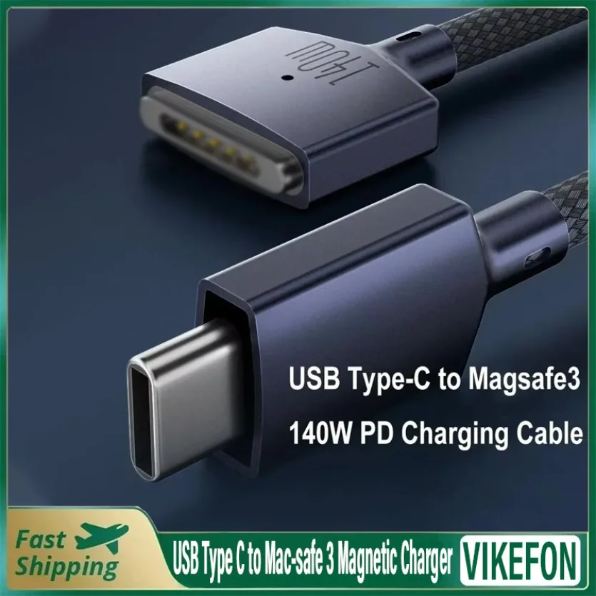 

2M Laptop Charging Cable Converter PD 140W USB Type C to Mac-safe 3 Magnetic Charger Cord for MacBook Air/Pro A2442 A2485 A2681